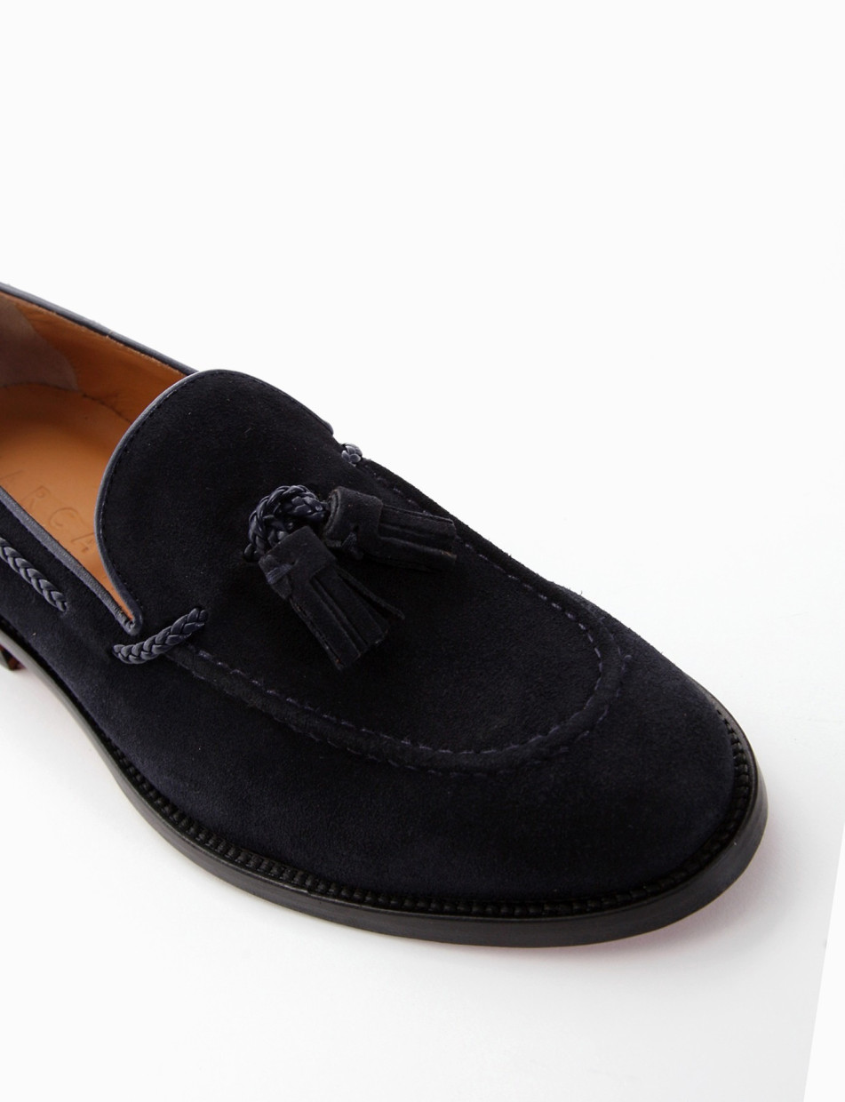 Loafers heel 2 cm blu chamois