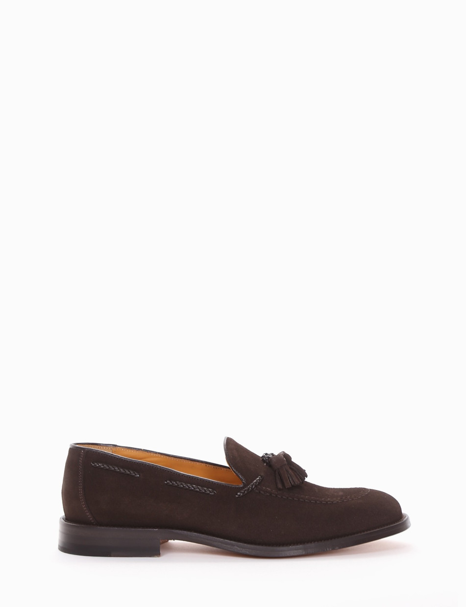 Loafers heel 2 cm dark brown chamois