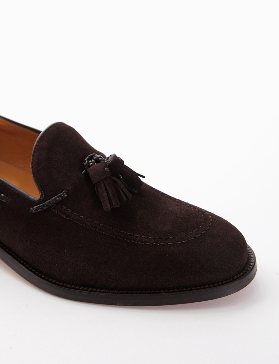 Loafers heel 2 cm dark brown chamois