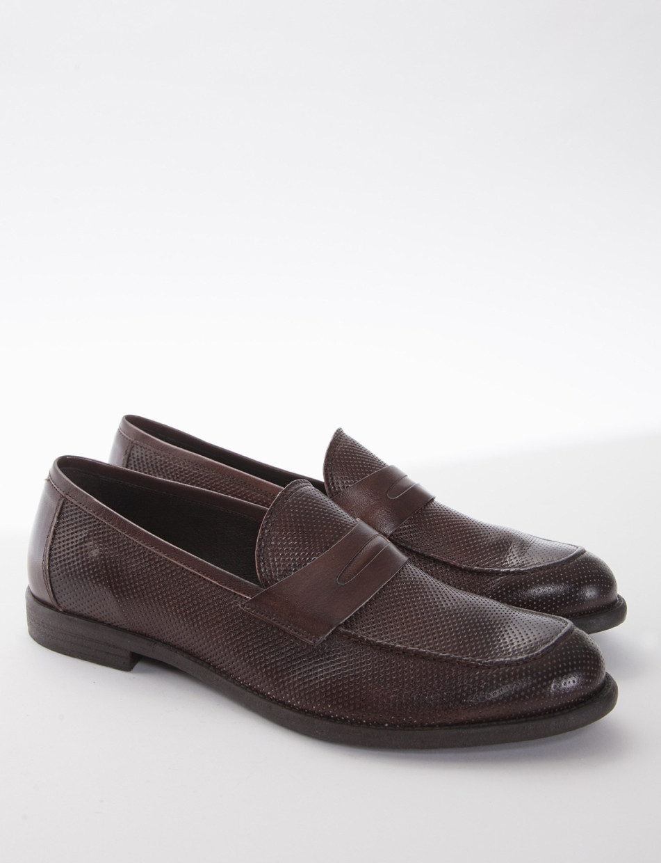 Loafers heel 2 cm dark brown leather