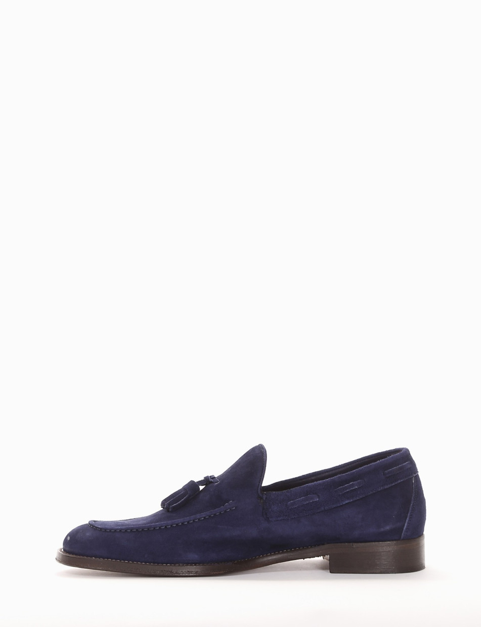 Loafers heel 2 cm blu chamois