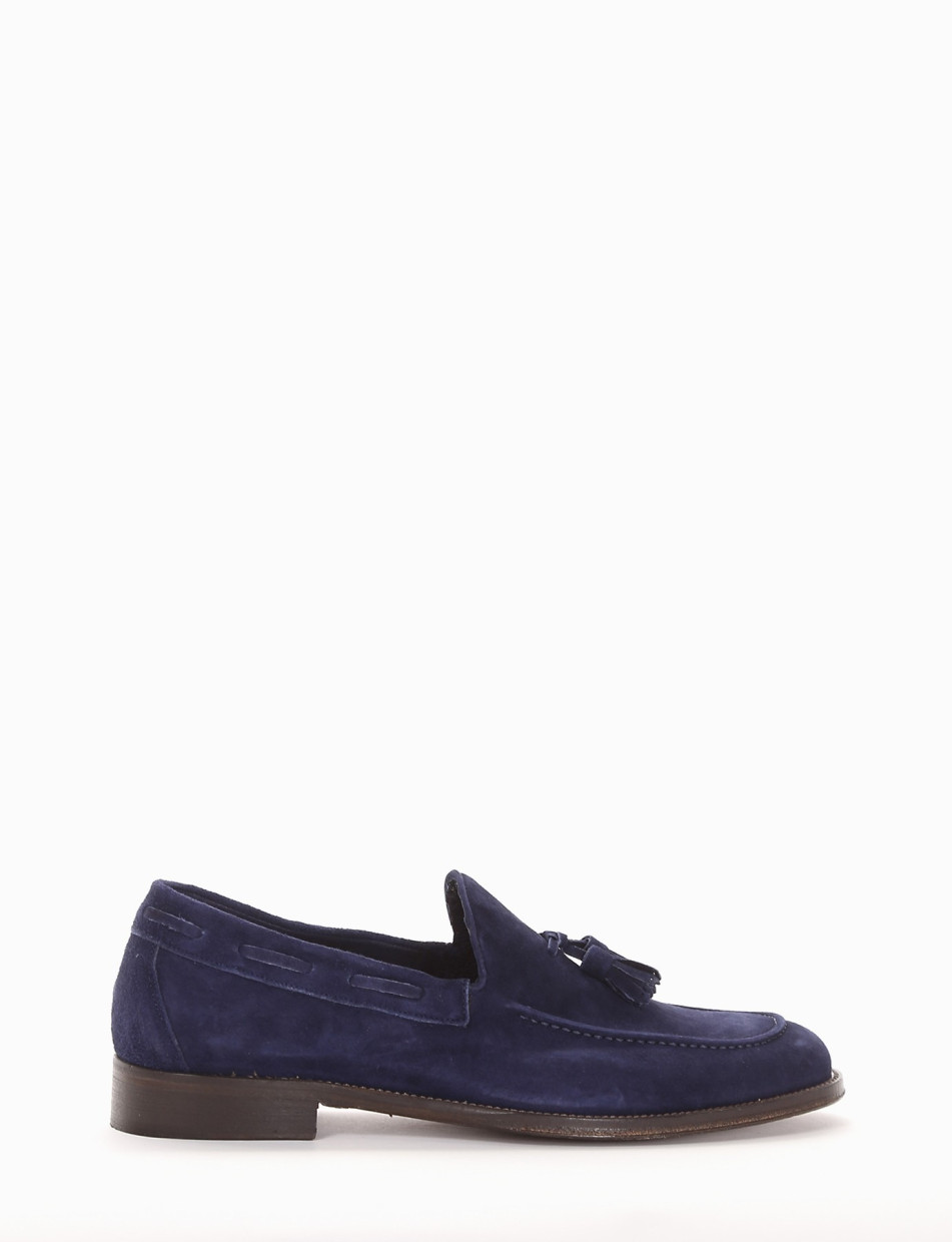 Loafers heel 2 cm blu chamois