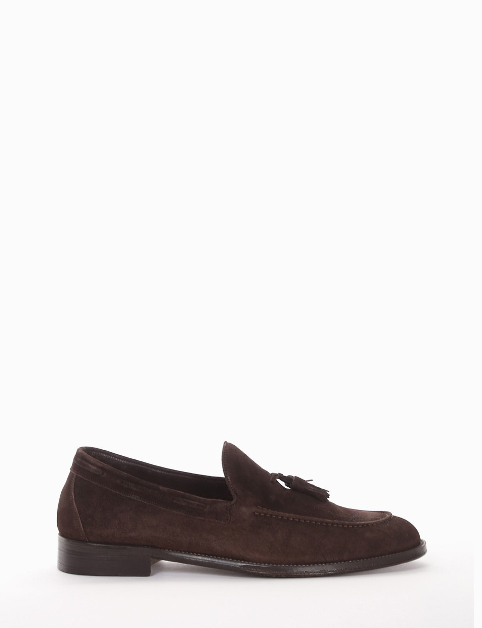 Loafers heel 2 cm dark brown chamois