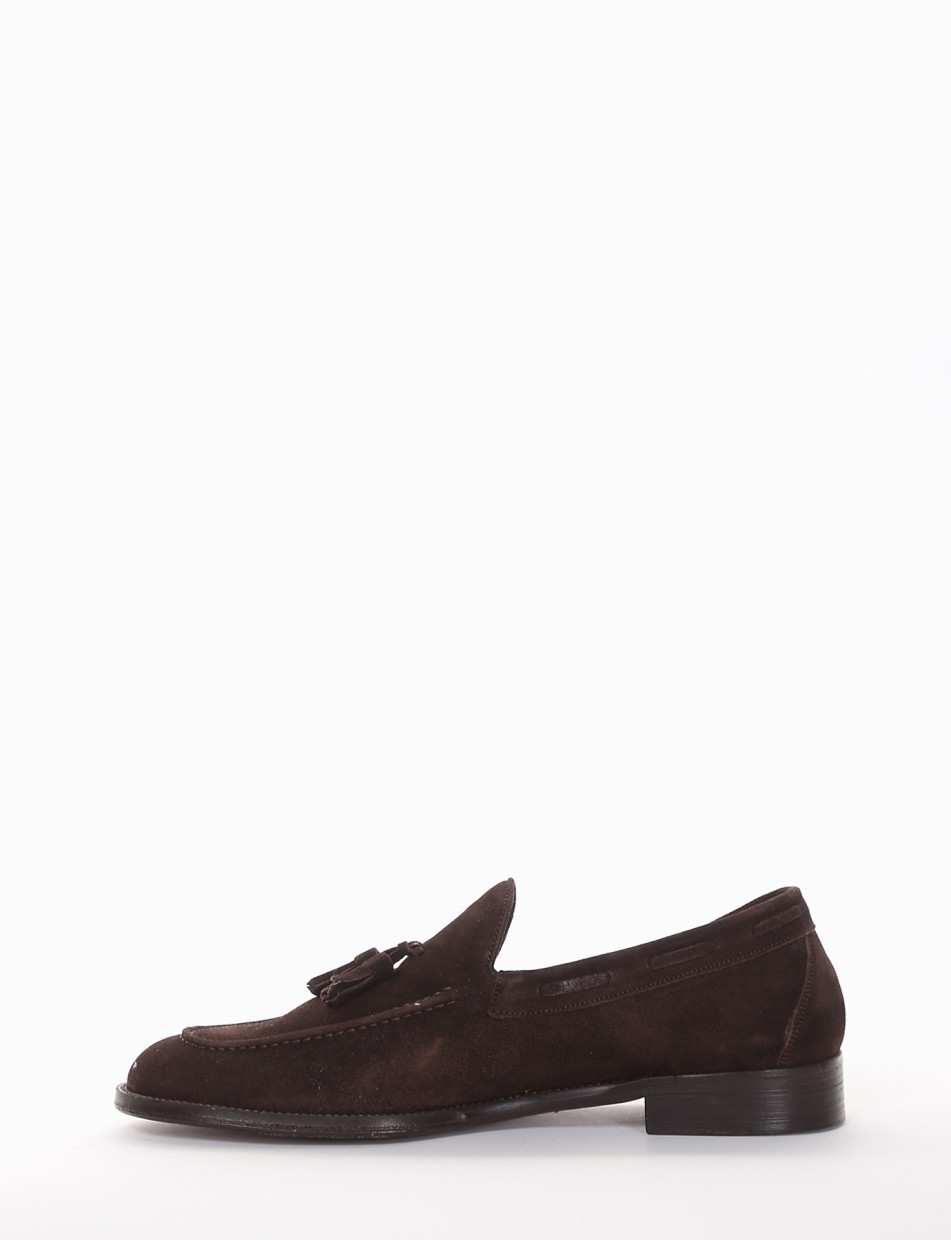 Loafers heel 2 cm dark brown chamois