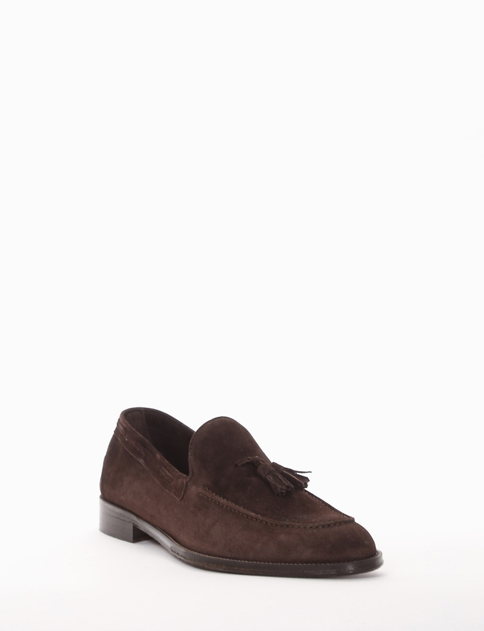 Loafers heel 2 cm dark brown chamois