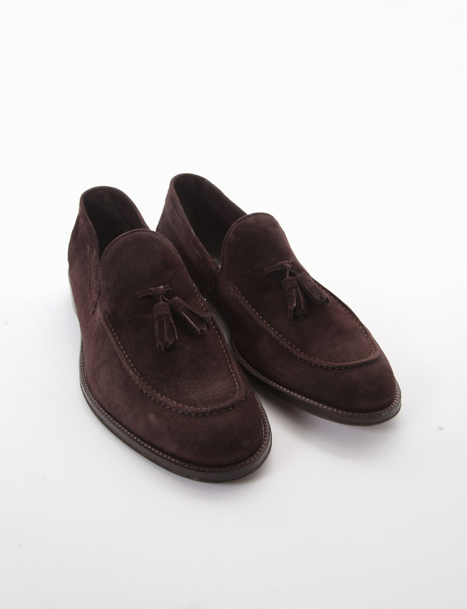 Loafers heel 2 cm dark brown chamois