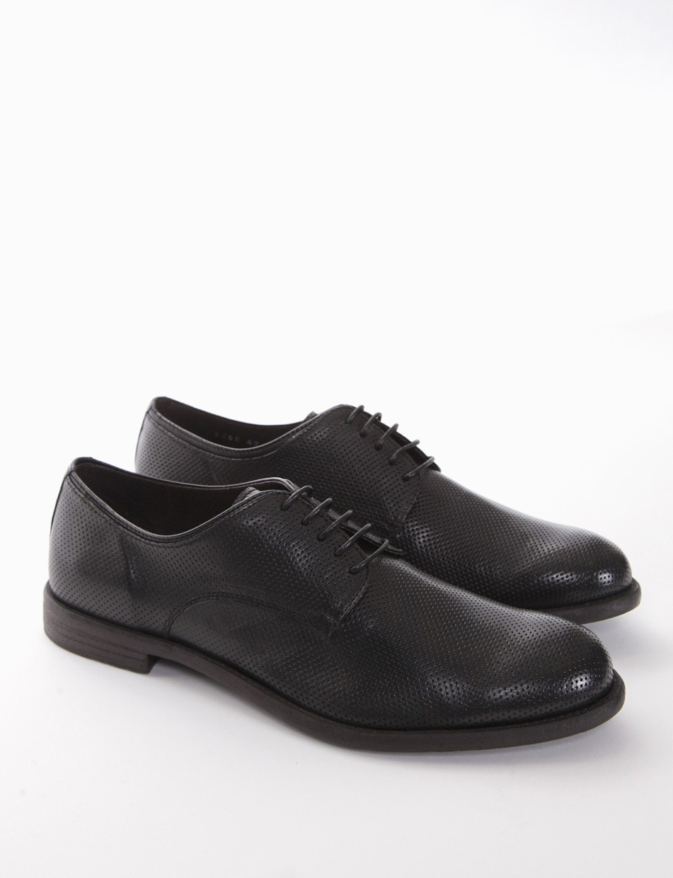 Lace-up shoes heel 2 cm black leather