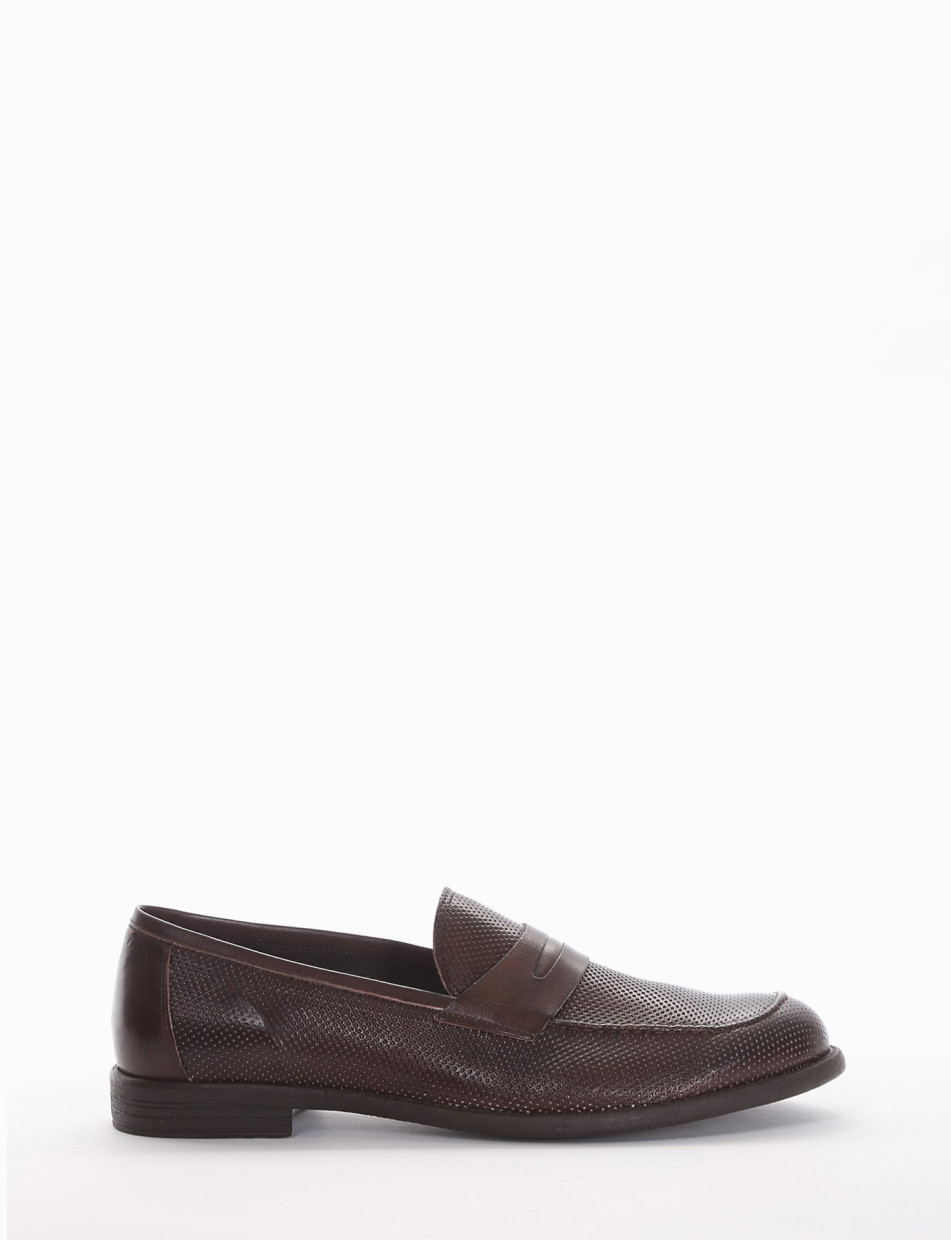 Loafers heel 2 cm dark brown leather