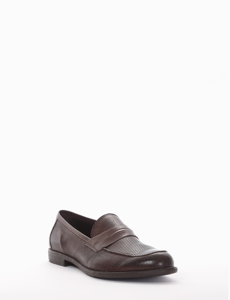 Loafers heel 2 cm dark brown leather