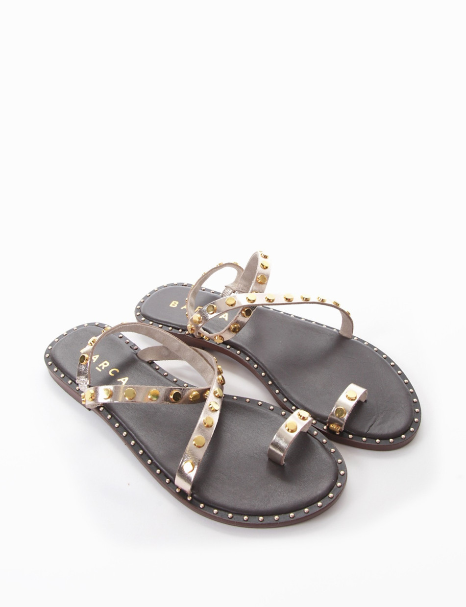 Flip flops heel 1 cm gold leather