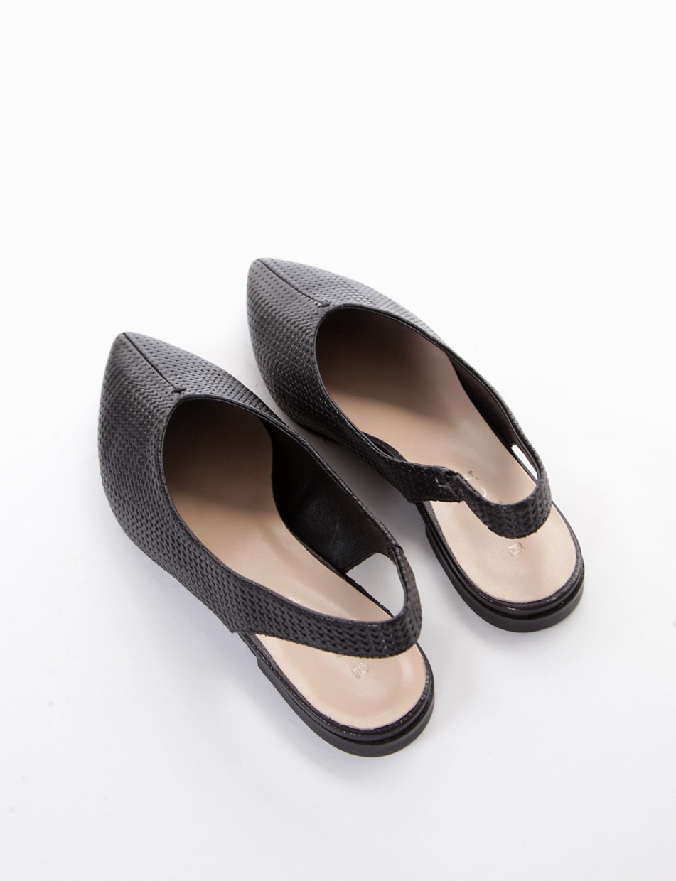 Flat shoes heel 1 cm black leather