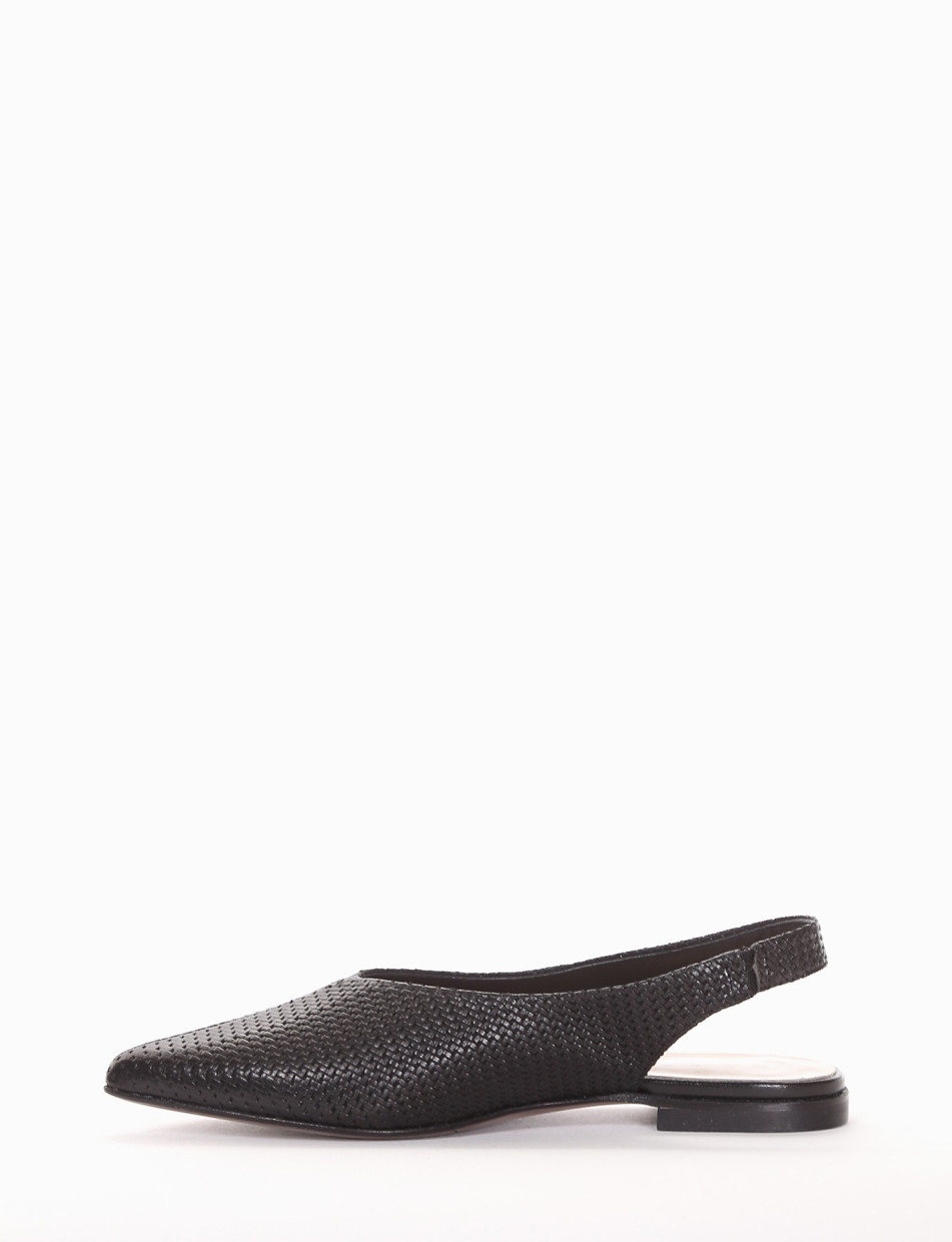 Slingback decoltè tacco 1 cm nero pelle