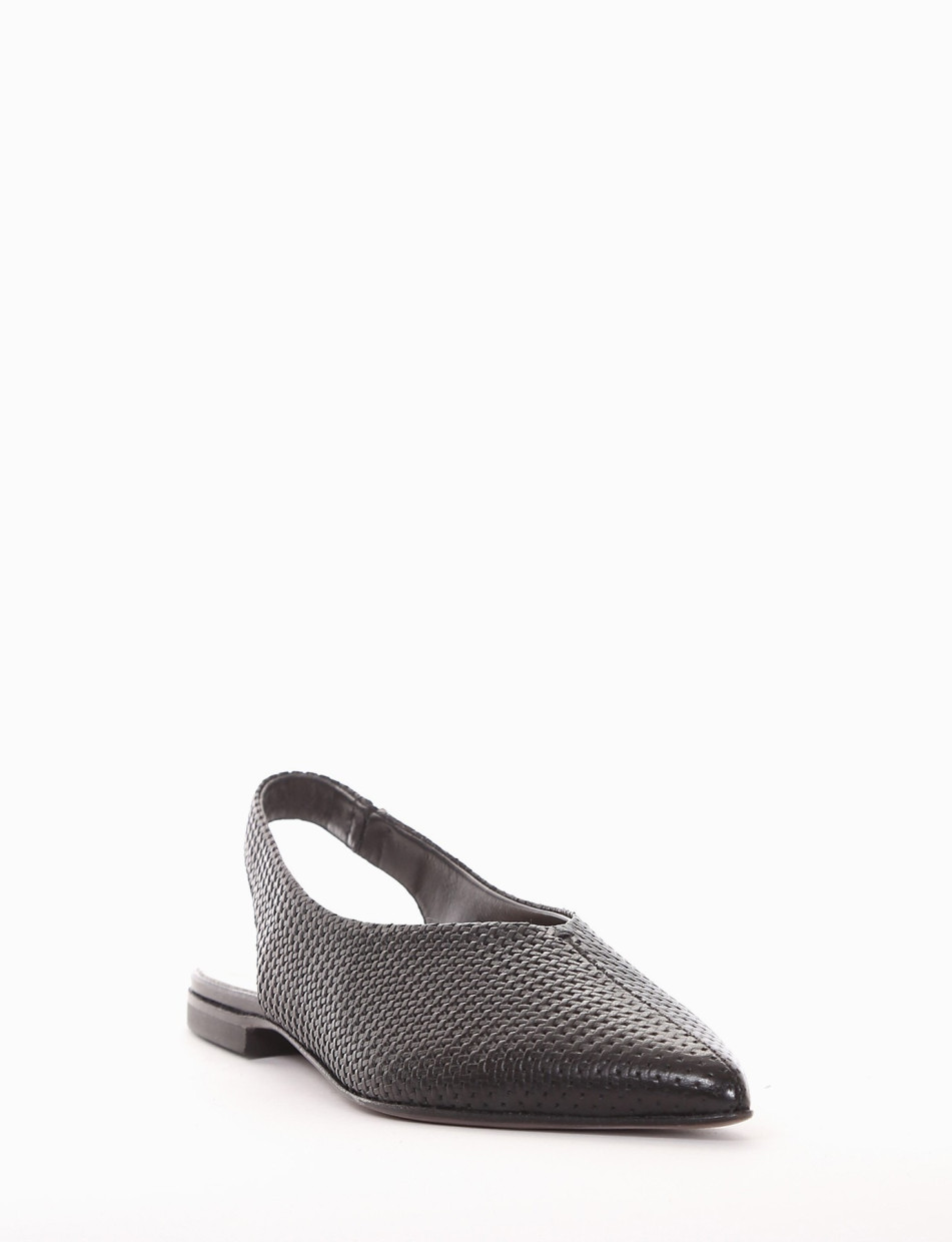 Slingback decoltè tacco 1 cm nero pelle