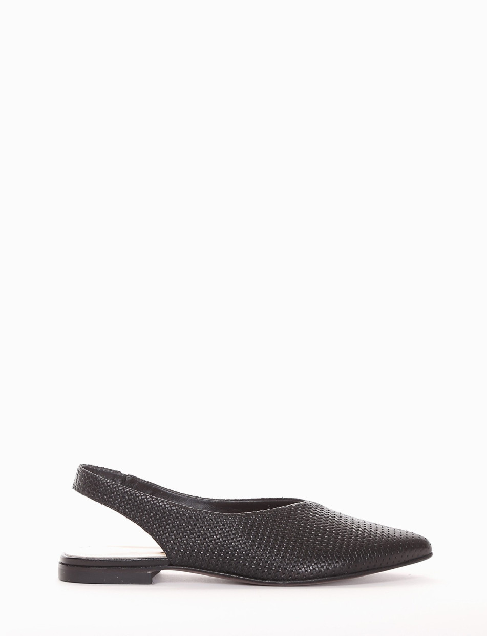 Slingback decoltè tacco 1 cm nero pelle