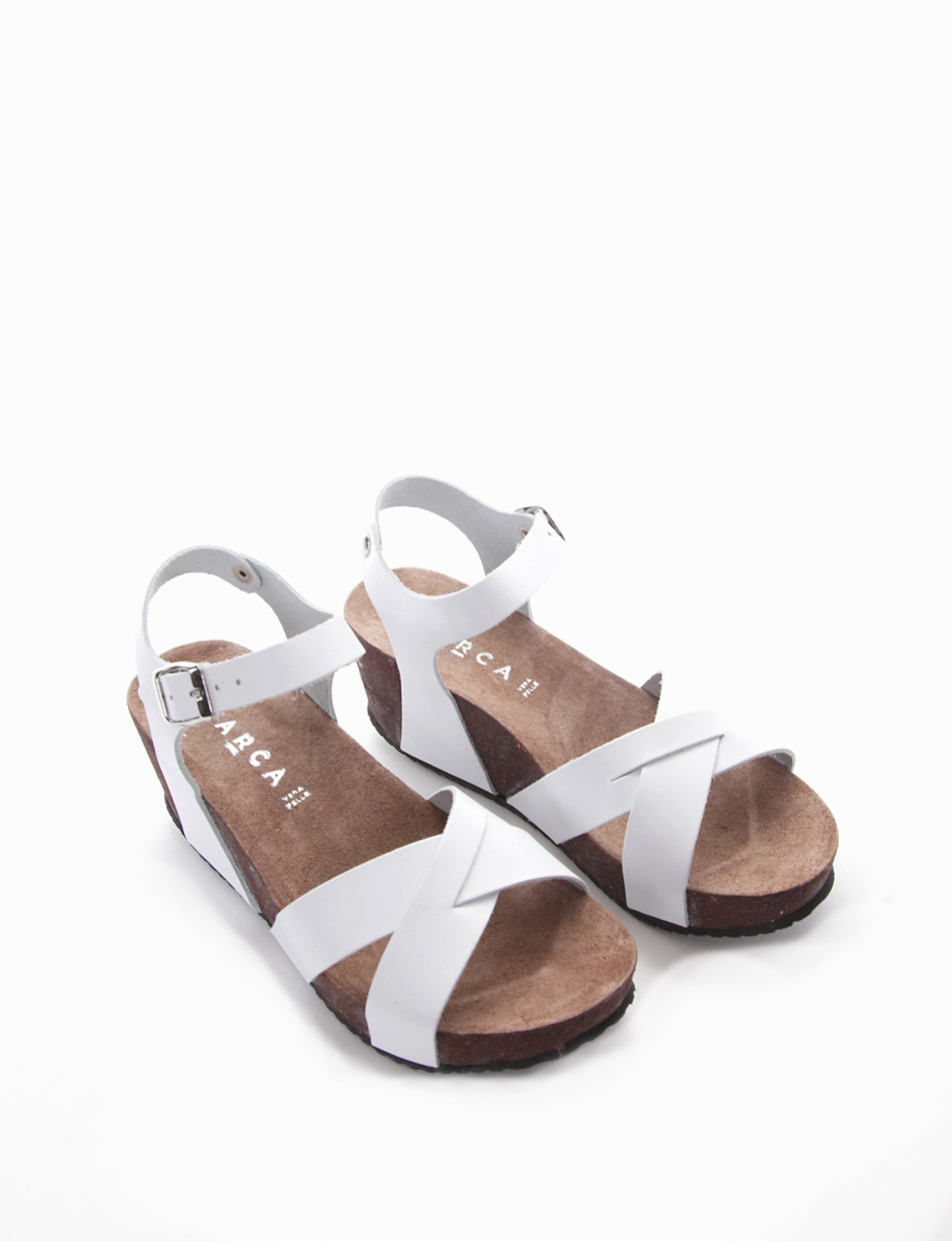 Wedge heels heel 7 cm white leather