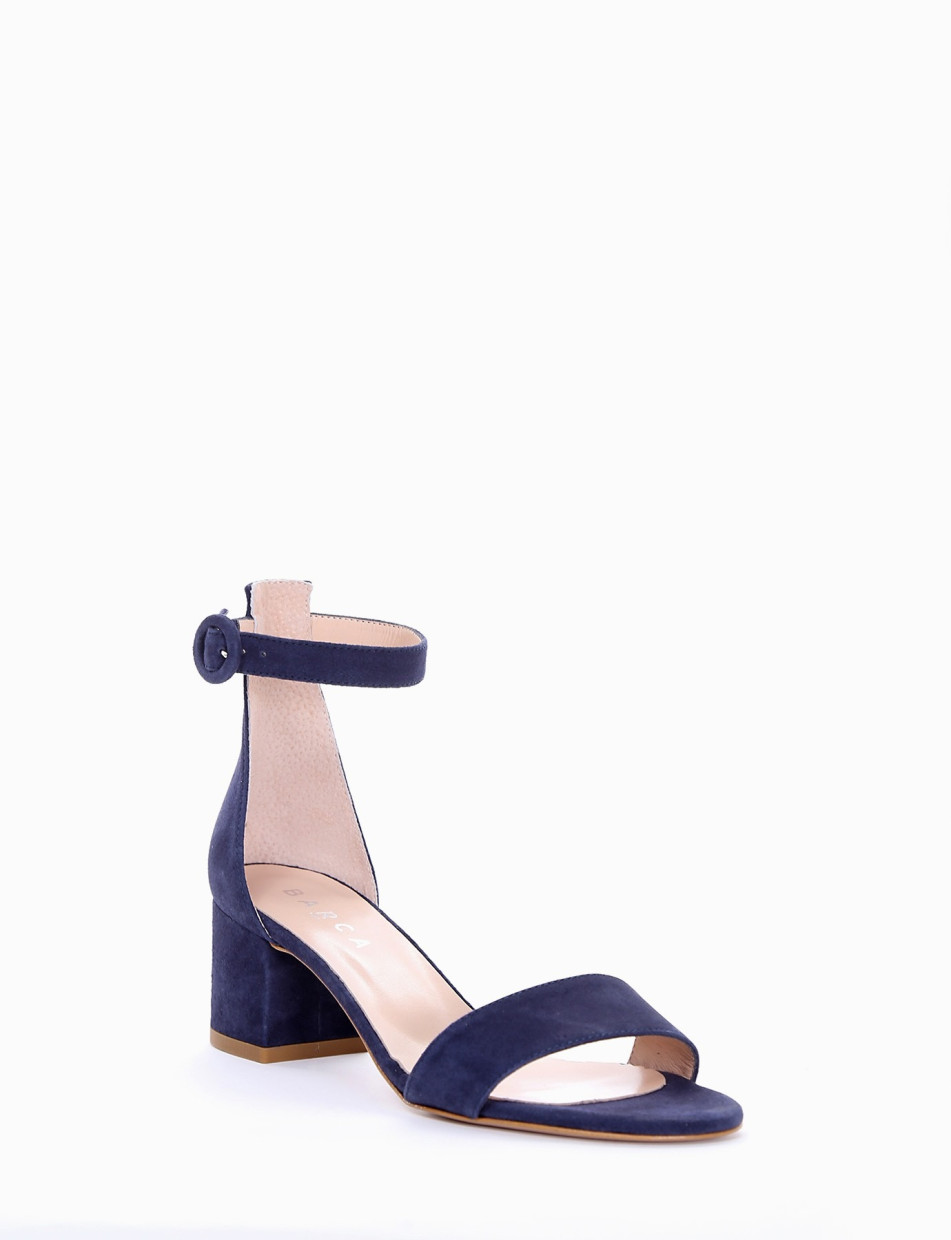 High heel sandals heel 5 cm blu chamois