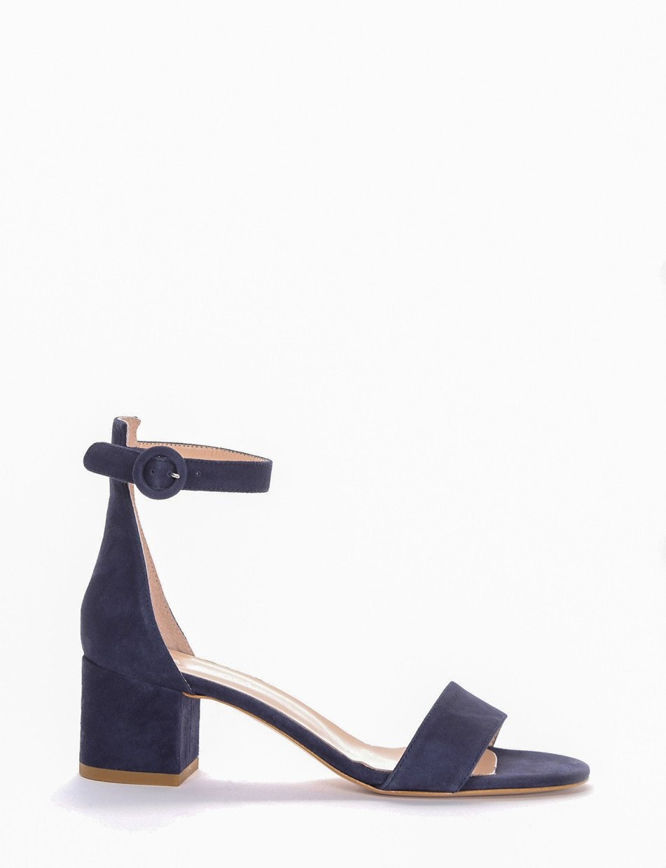 High heel sandals heel 5 cm blu chamois