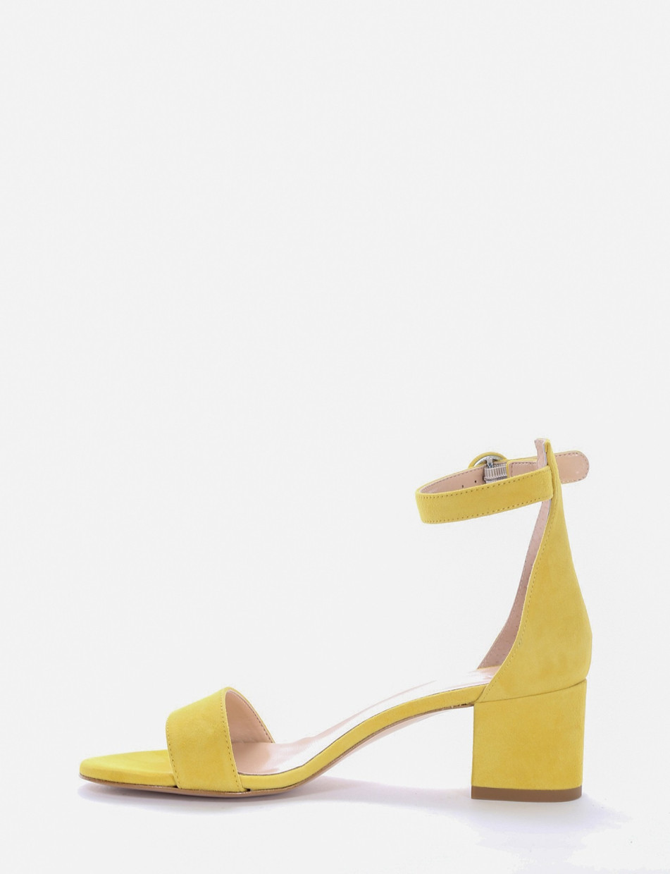 High heel sandals heel 5 cm yellow chamois