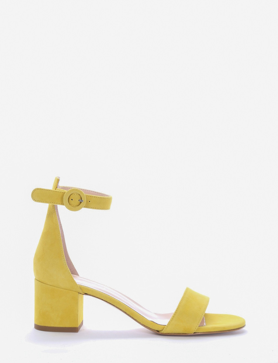 High heel sandals heel 5 cm yellow chamois