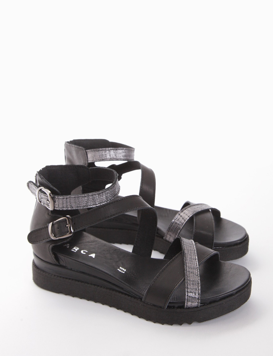 Wedge heels heel 3 cm black leather