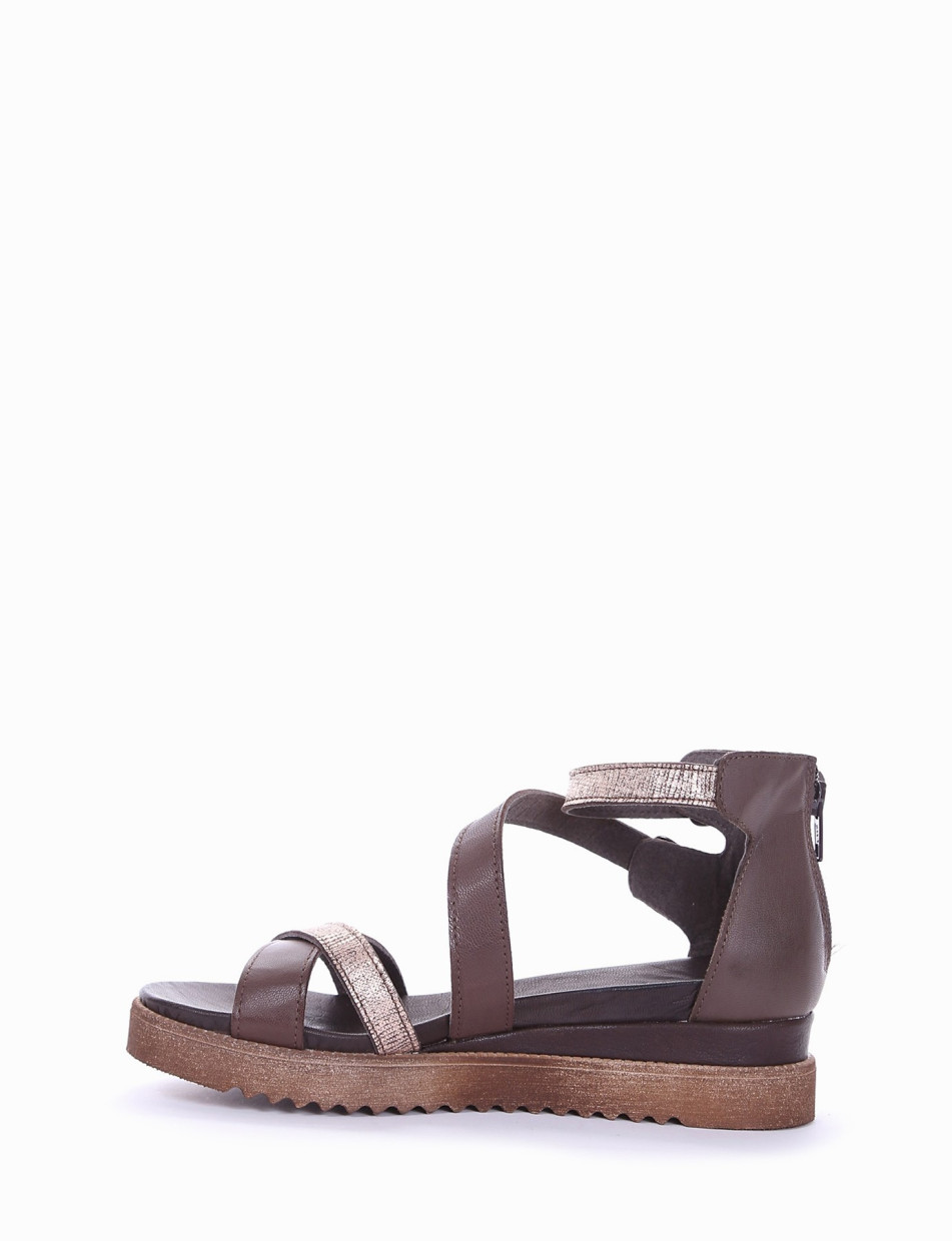 Wedge heels heel 3 cm dark brown leather