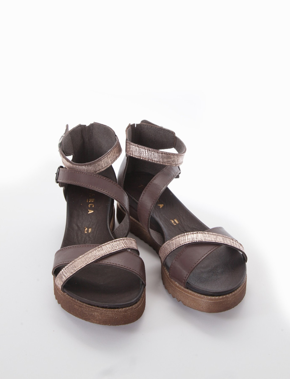 Wedge heels heel 3 cm dark brown leather