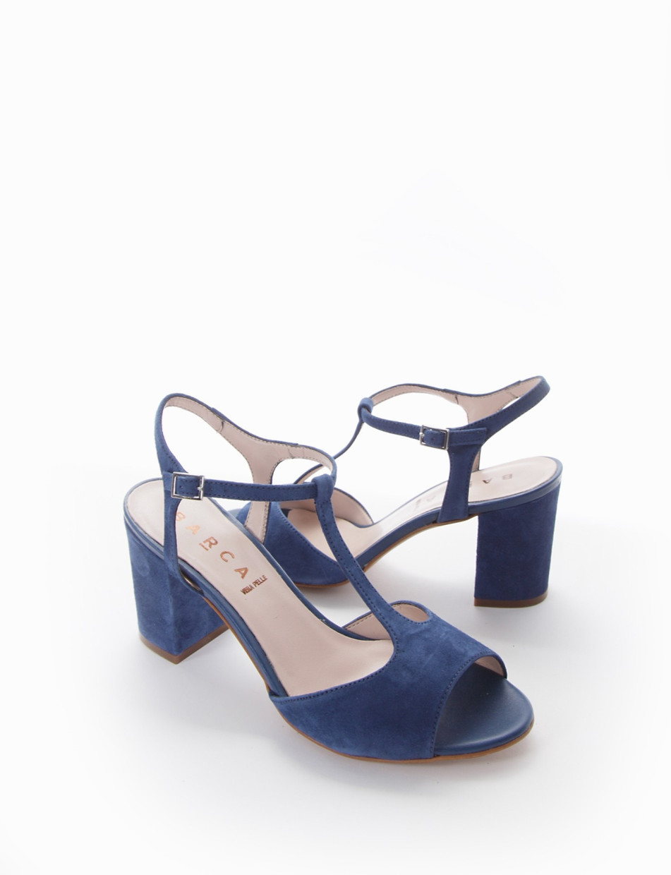 High heel sandals heel 7 cm blu chamois
