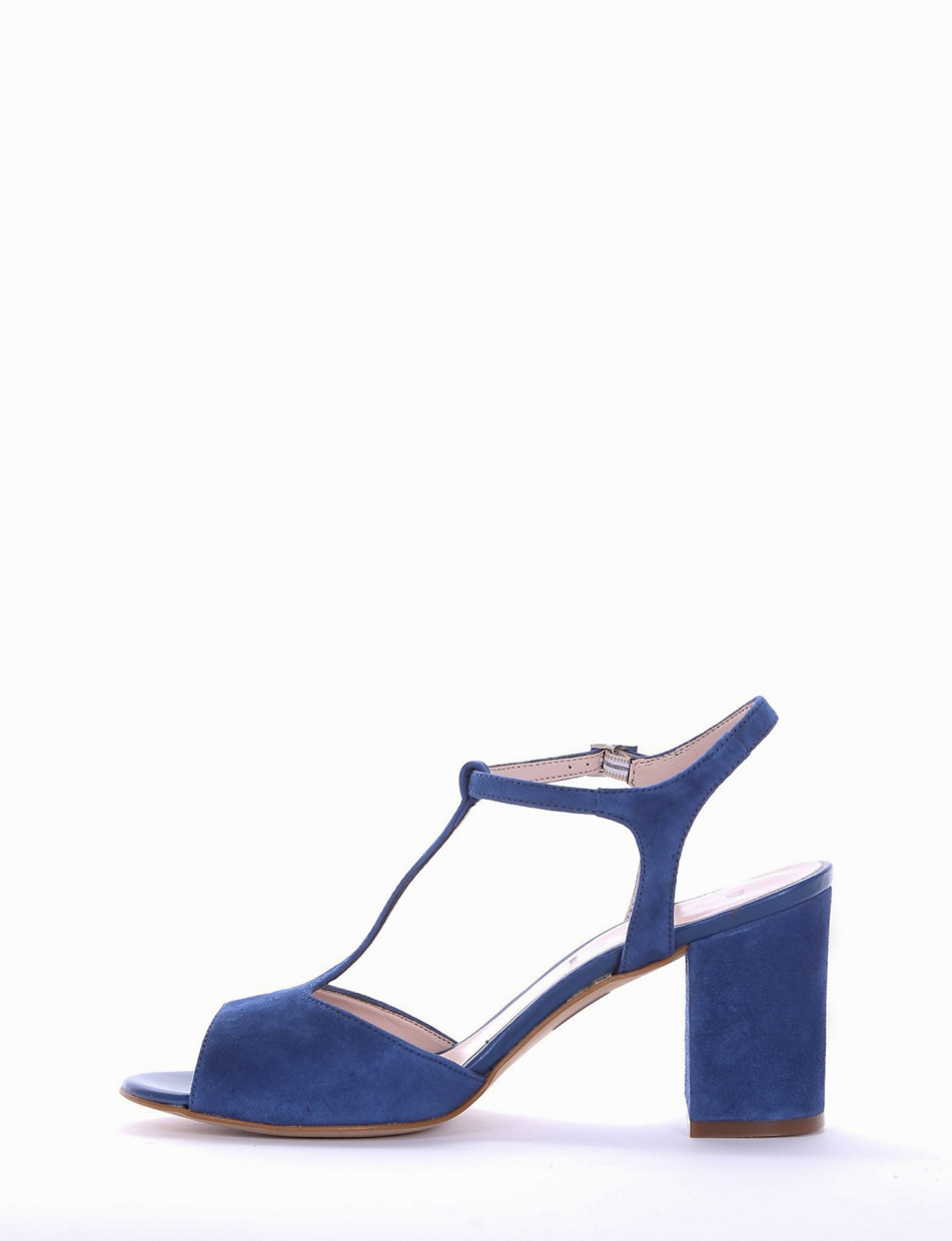 High heel sandals heel 7 cm blu chamois