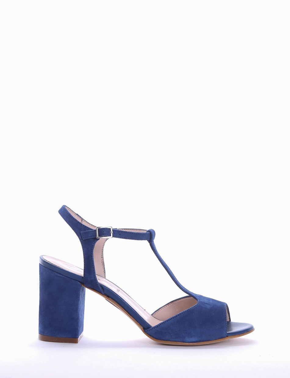 High heel sandals heel 7 cm blu chamois