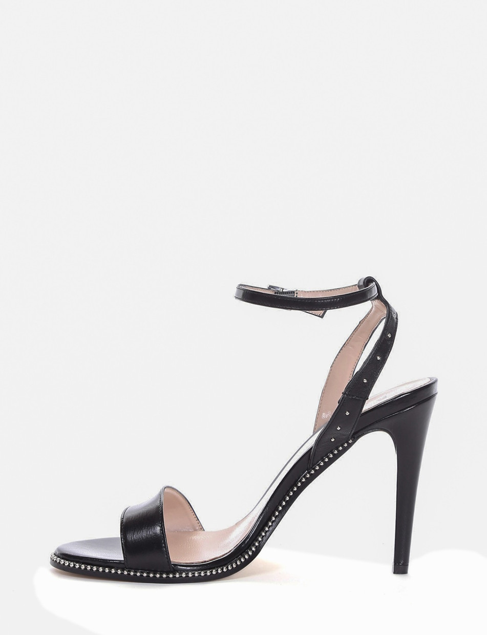 High heel sandals heel 10 cm black leather