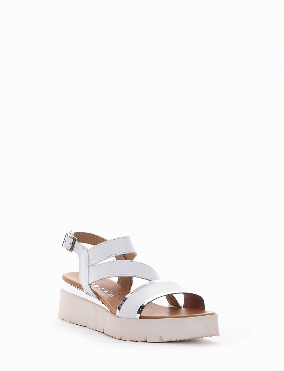 Wedge heels heel 3 cm white leather