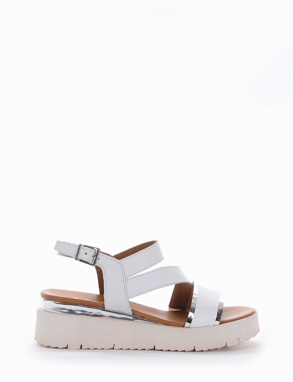 Wedge heels heel 3 cm white leather