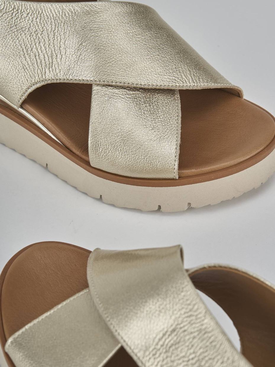 sandalo zeppa 3 cm platino