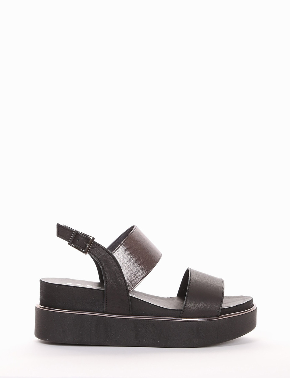 Wedge heels heel 6 cm black leather