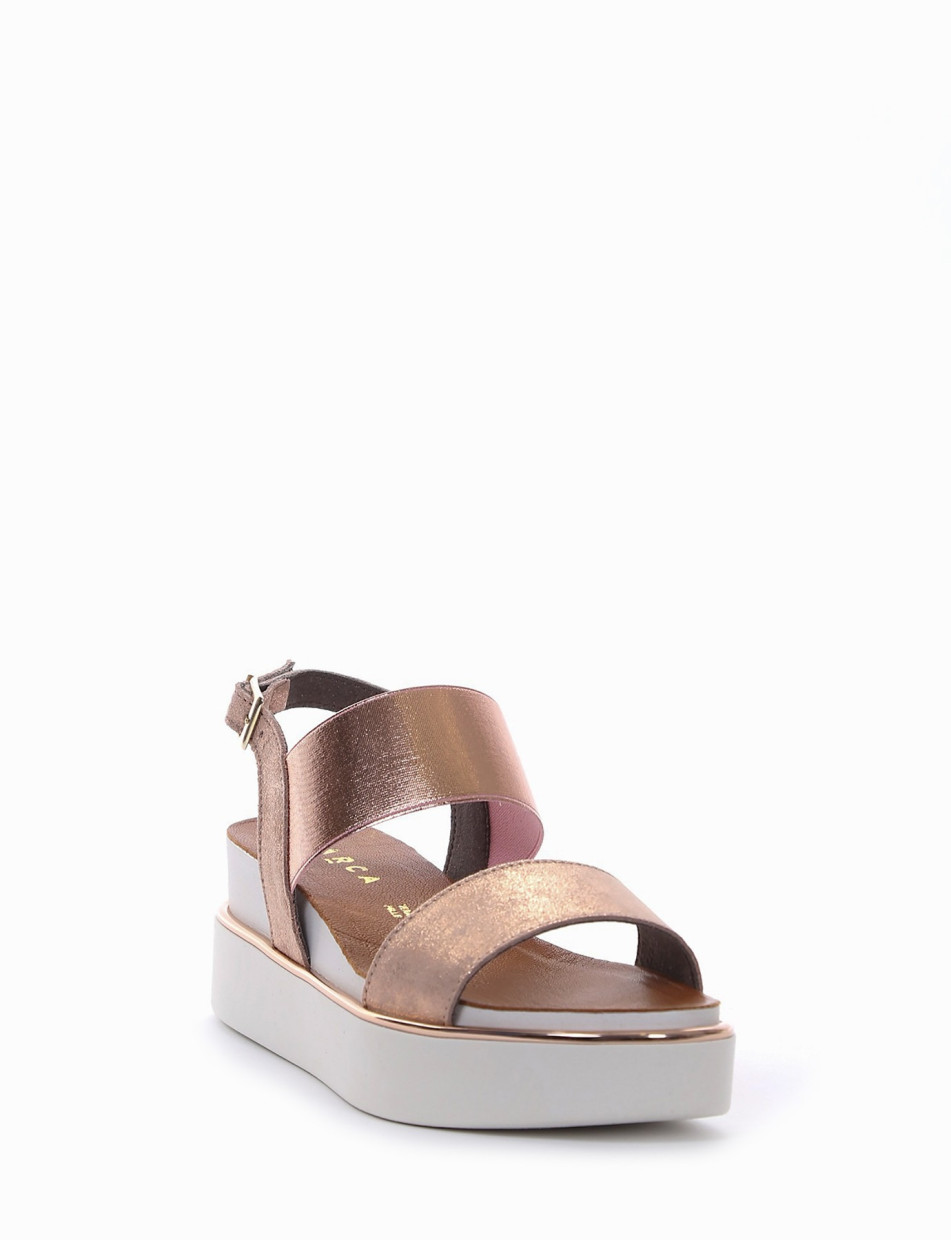 Wedge heels heel 6 cm copper laminated