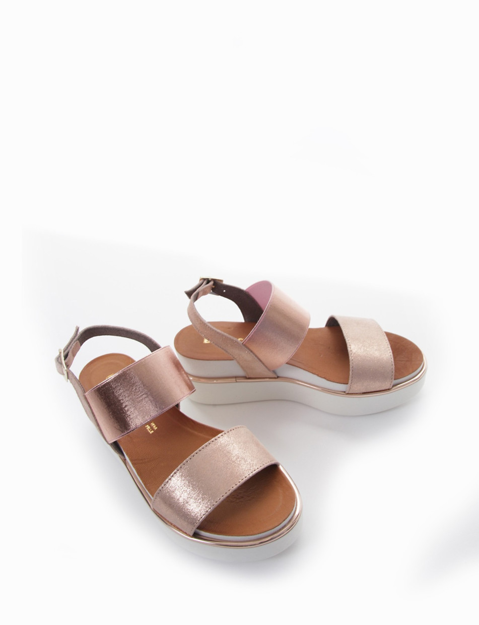 Wedge heels heel 6 cm copper laminated