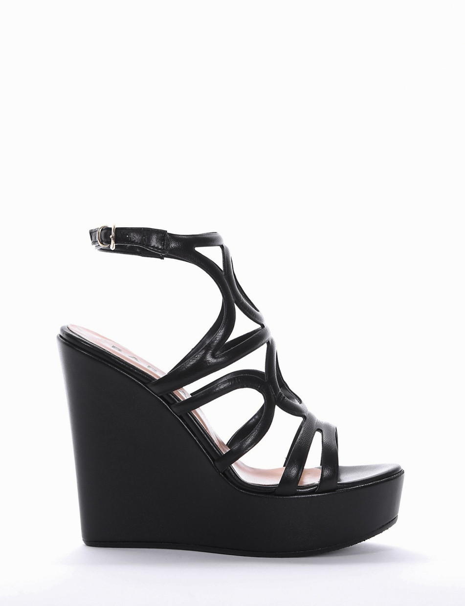 Wedge heels heel 0 cm black leather