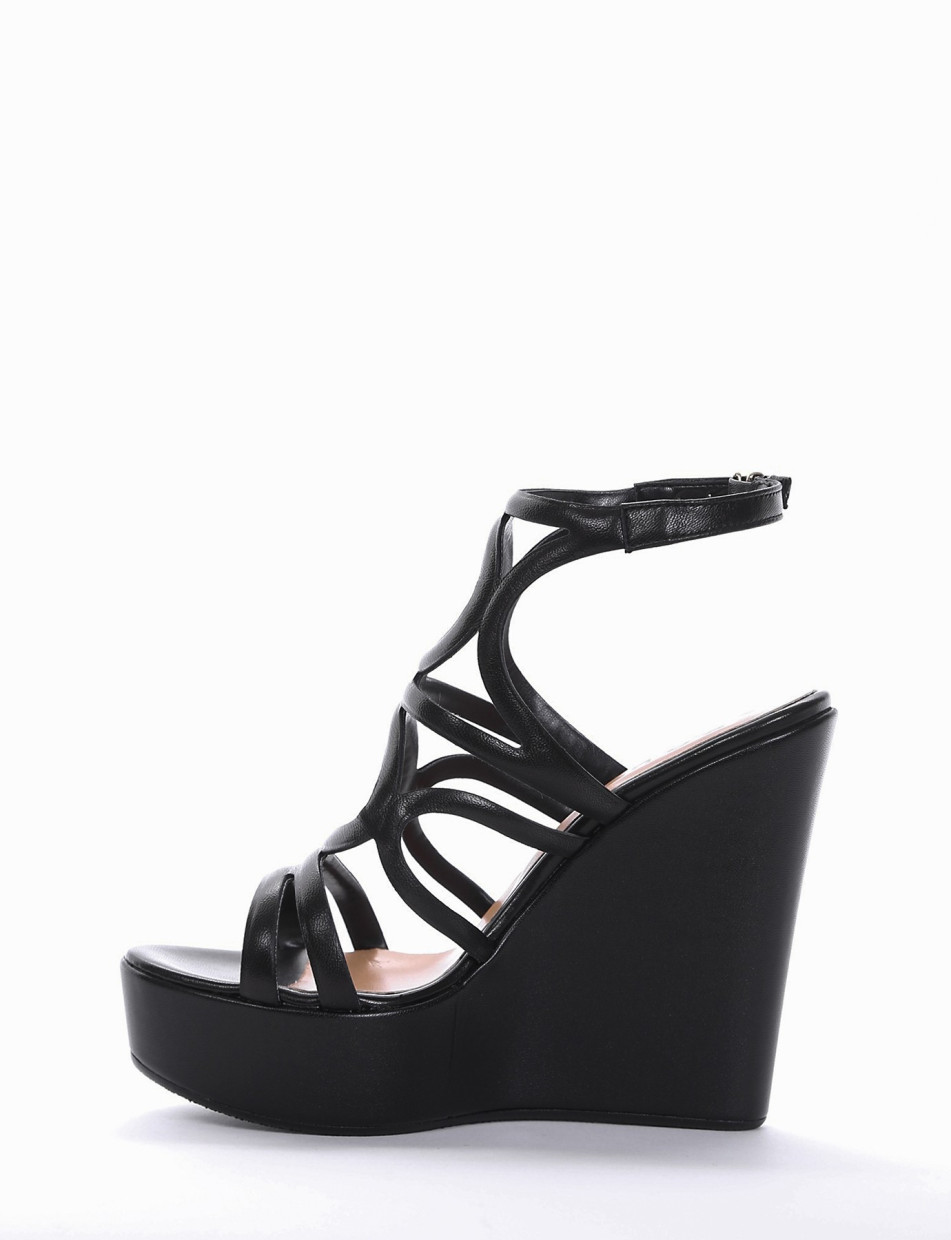 Wedge heels heel 0 cm black leather