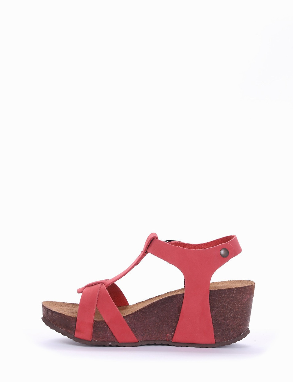 Wedge heels heel 5 cm red leather