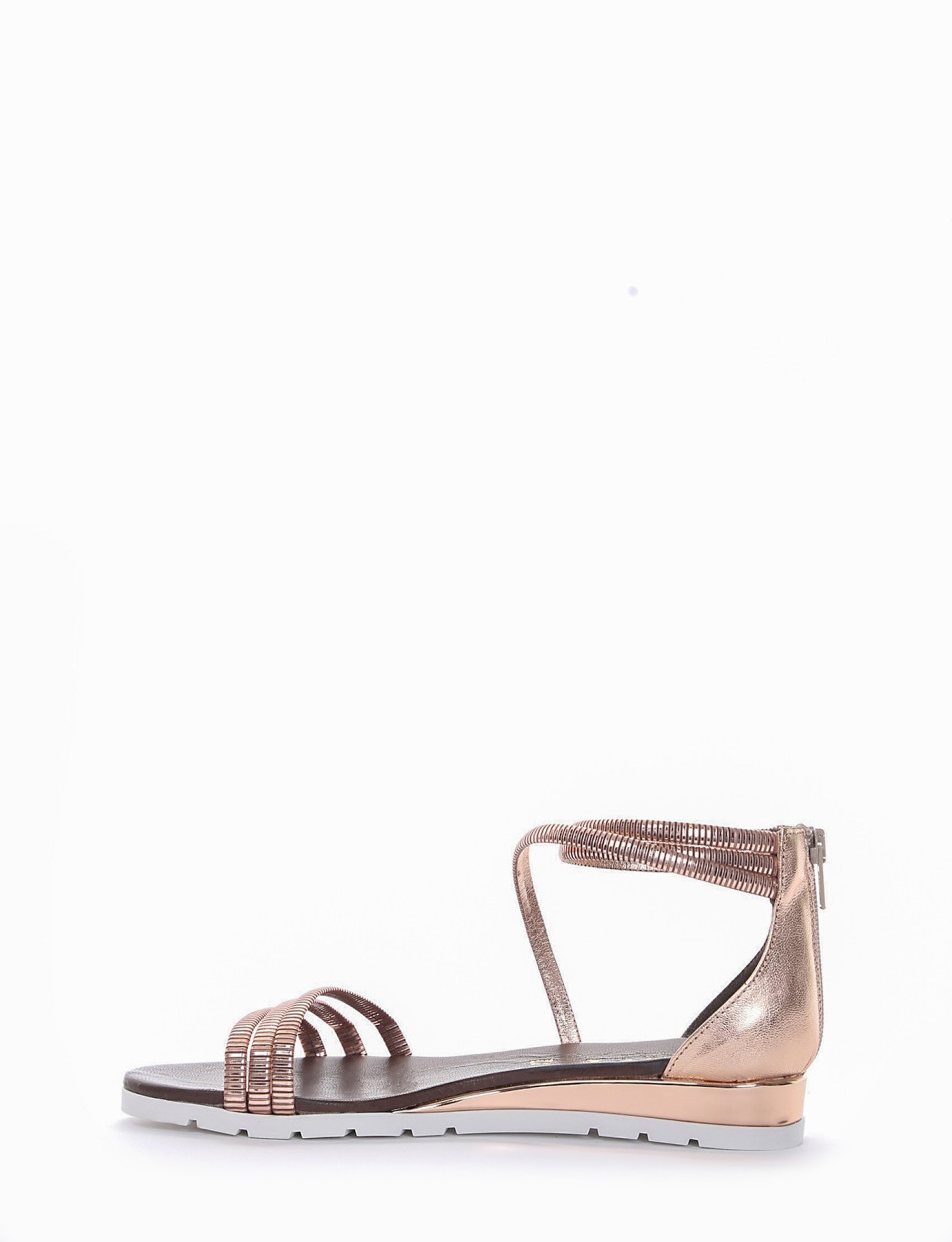 Low heel sandals heel 2 cm copper leather