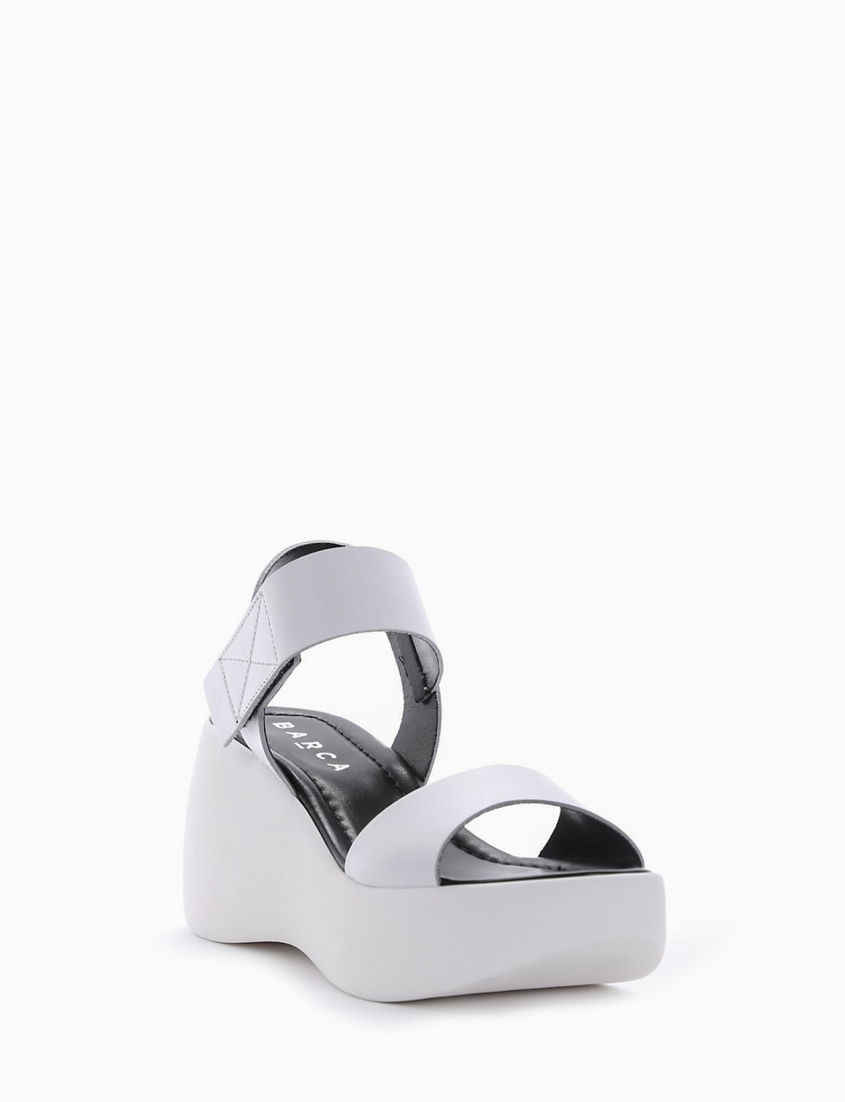 Wedge heels heel 8 cm white leather