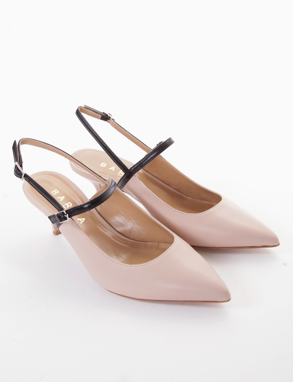 Slingback decoltè tacco 5 cm rosa pelle