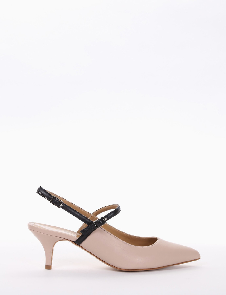 Slingback decoltè tacco 5 cm rosa pelle