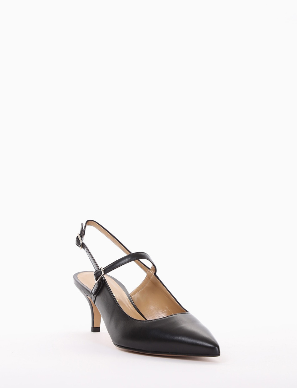 Slingback decoltè tacco 5 cm nero pelle