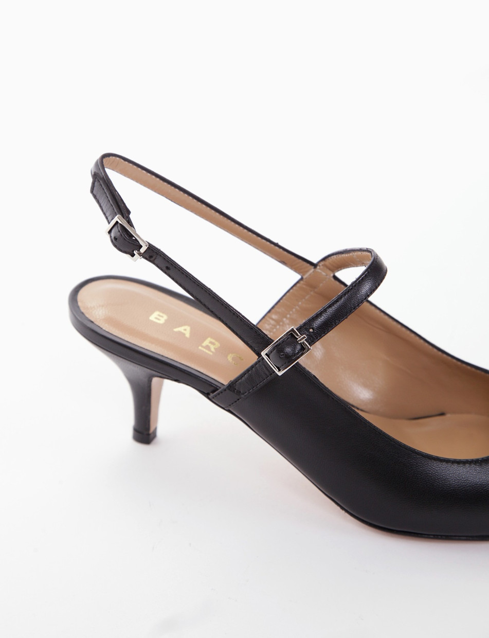 Slingback decoltè tacco 5 cm nero pelle