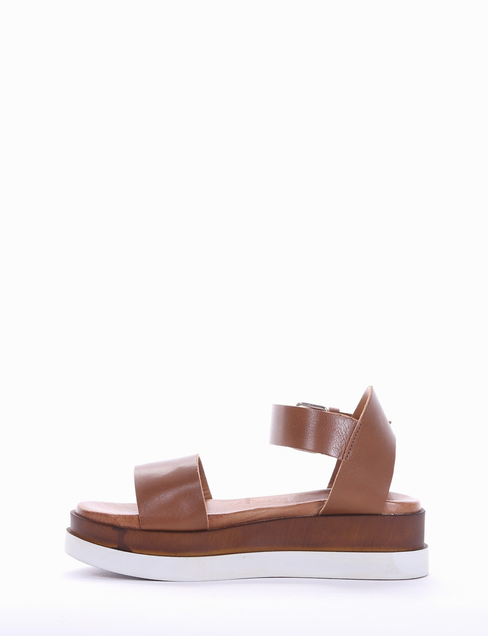 Wedge heels heel 3 cm brown leather