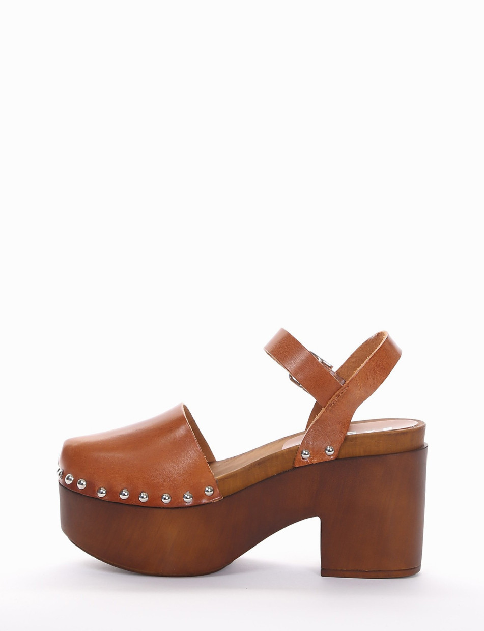 High heel sandals heel 10 cm brown leather