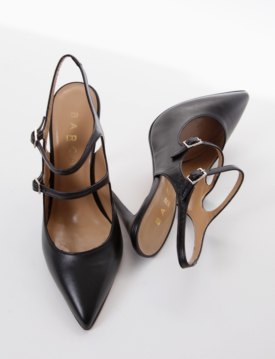 Slingback decoltè tacco 9 cm nero pelle