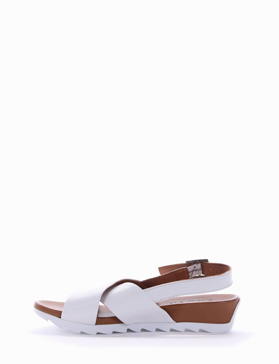 Wedge heels heel 3 cm white leather