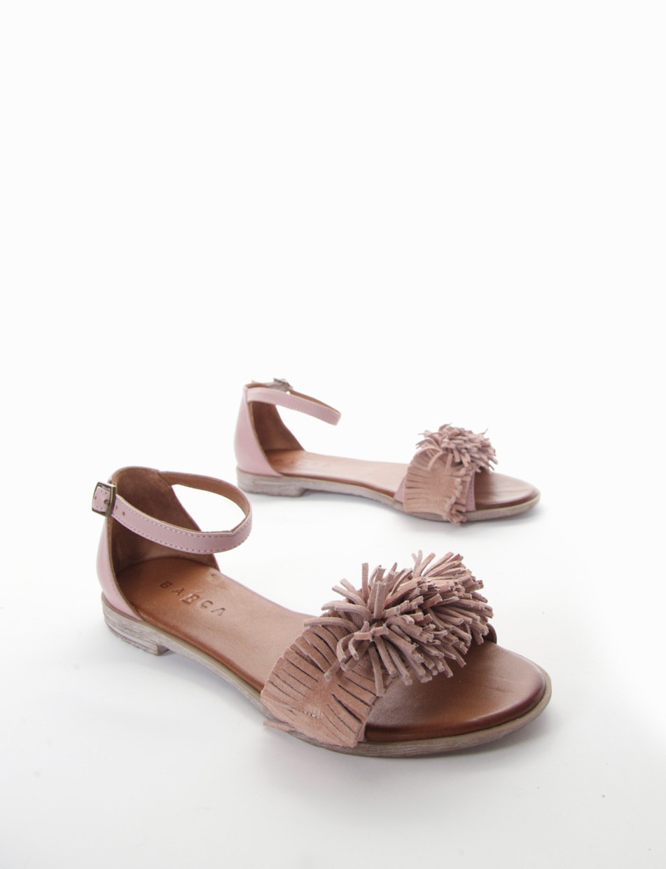Low heel sandals heel 1 cm pink chamois
